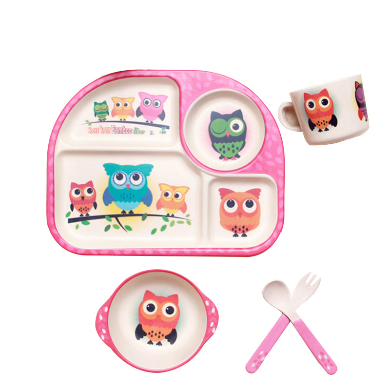 Little Gigglers World Bamboo Fiber Baby Toddler Kid 5-piece Tableware Set