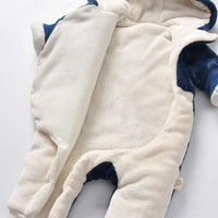 Little Gigglers World Bear Hooded Winter Warm Fleece Romper