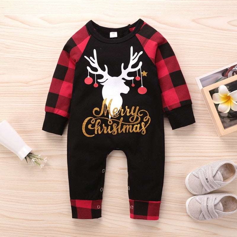 Little Gigglers World Warm Red Plaid Christmas Romper