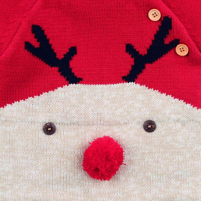 Little Gigglers World Unisex Christmas knitted Deer Romper Sweater