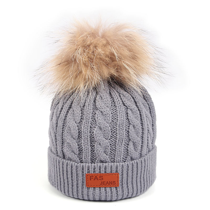 Kids Cozy Hat with Furry Pom