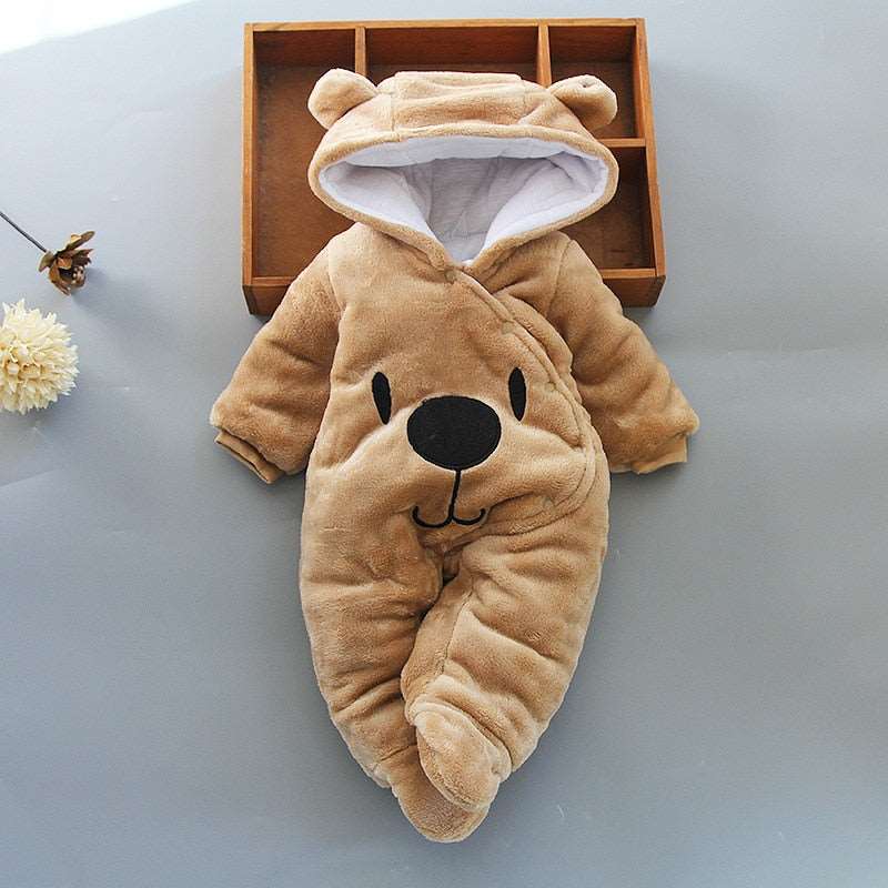 Little Gigglers World Winter Coral Bear fleece Baby Romper