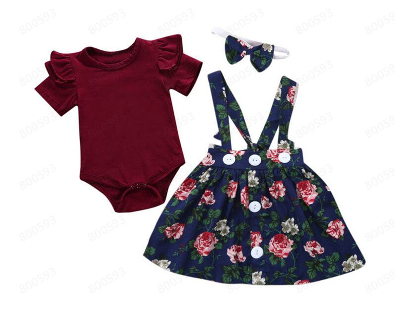 Little Gigglers World Baby Girls Kids Skirt Romper Set