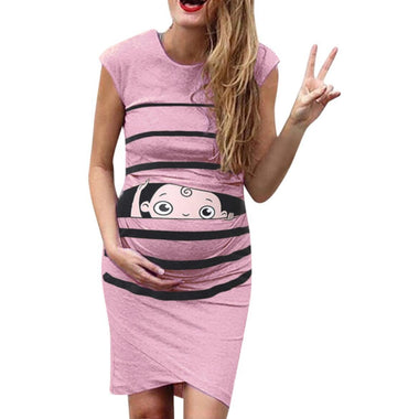 Little Gigglers World Round Neck Short-Sleeved Maternity Dress