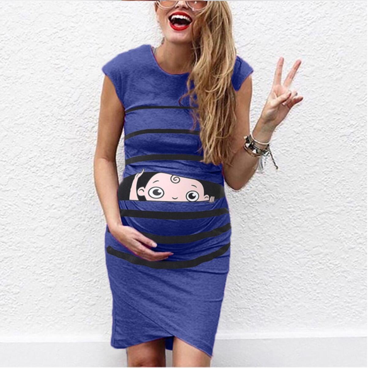 Little Gigglers World Round Neck Short-Sleeved Maternity Dress