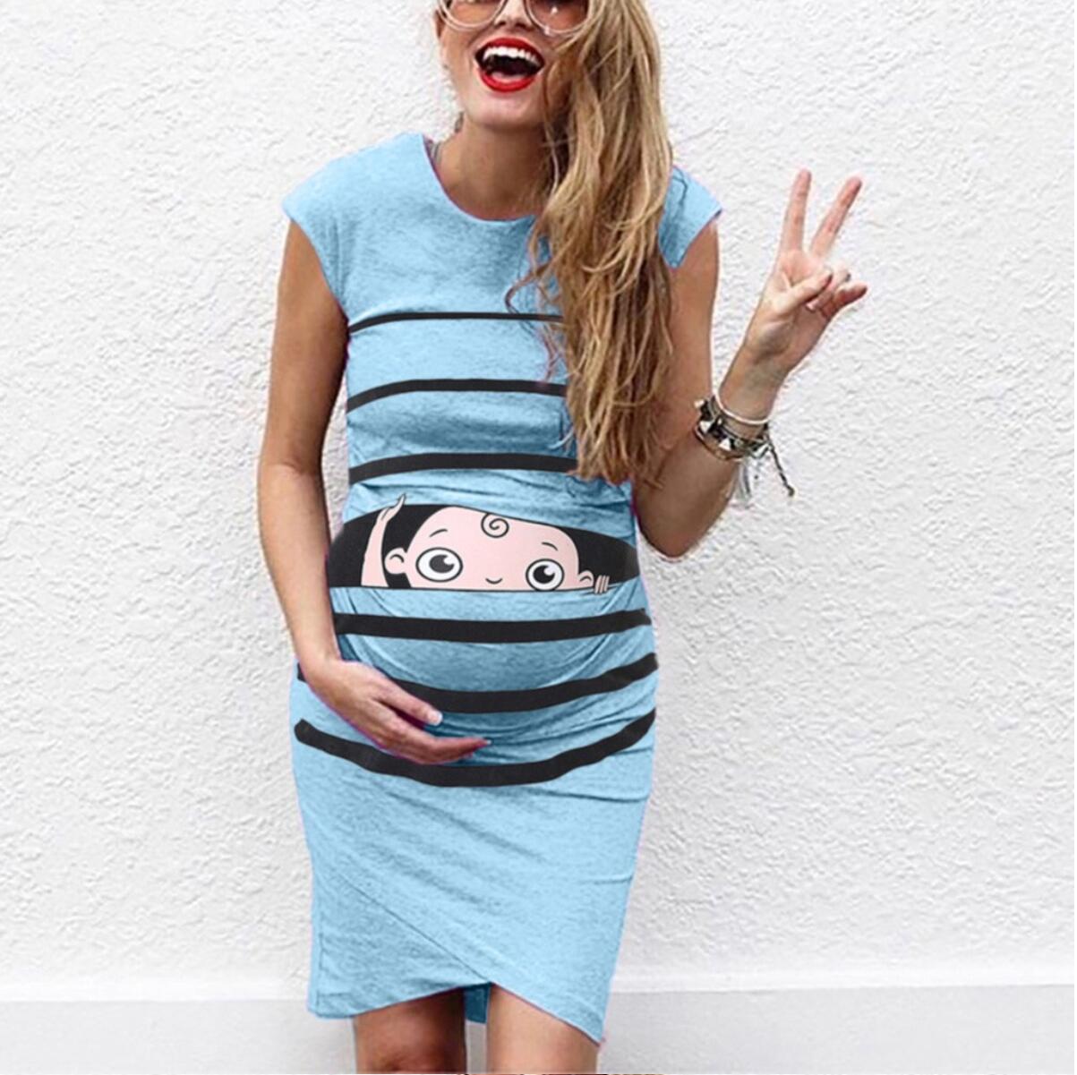 Little Gigglers World Round Neck Short-Sleeved Maternity Dress