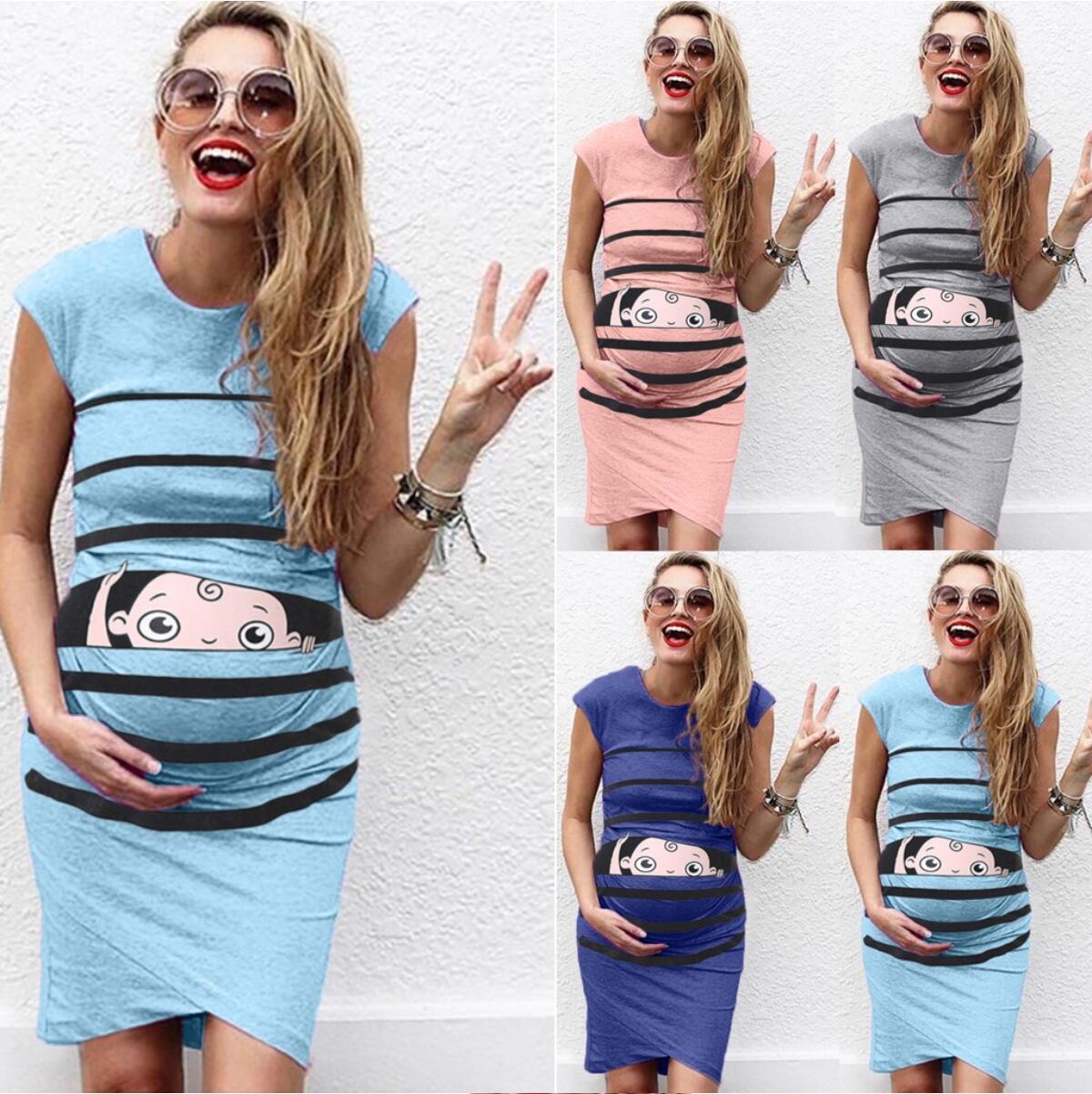 Little Gigglers World Round Neck Short-Sleeved Maternity Dress