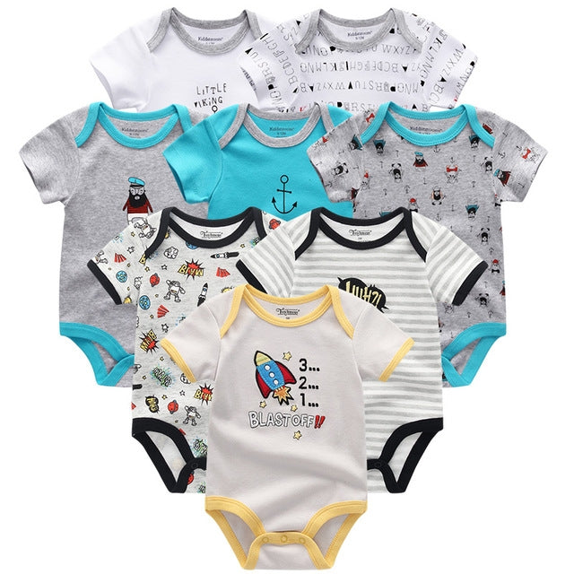 Little Gigglers World 8 Pcs Set Baby Unisex Newborn Cotton Bodysuit Jumpsuits