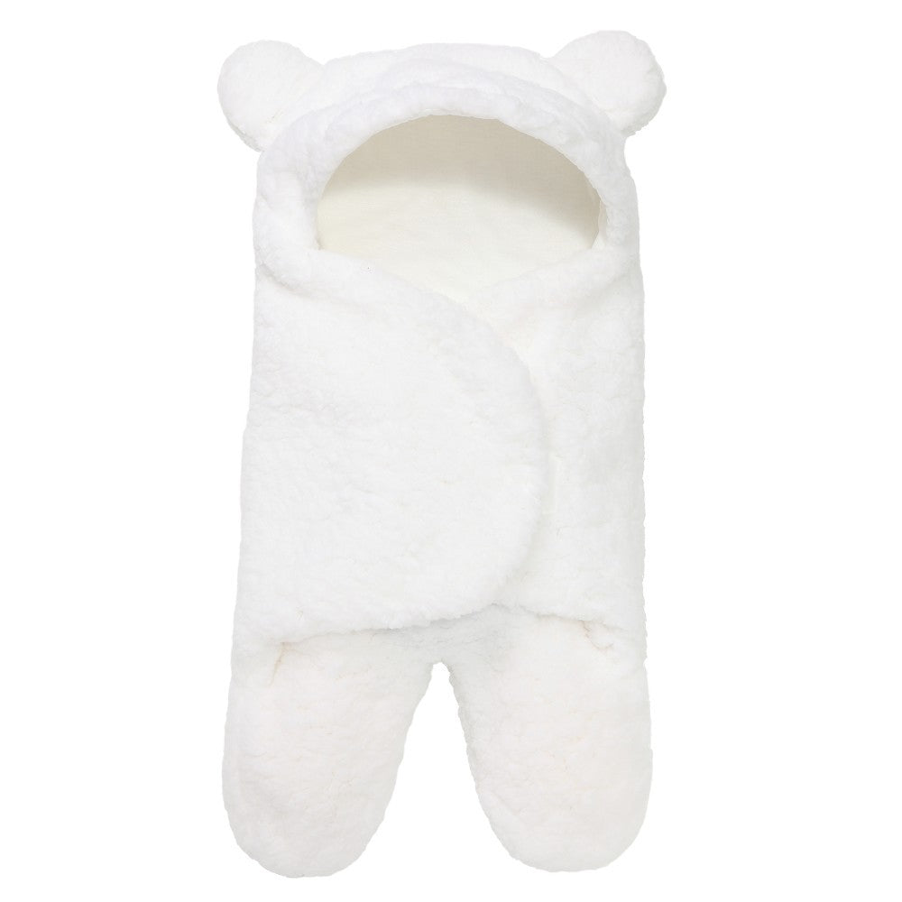 Little Gigglers World 2 Pcs Baby Swaddling Lamb Plush Sleeping Quilt Set