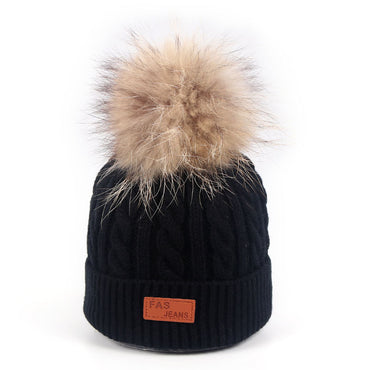 Kids Cozy Winter Accessories with Furry Pom