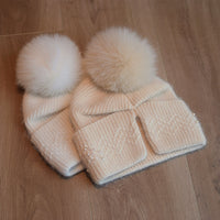 Little Gigglers World Kids Stylish Fox Fur Knitted Hat