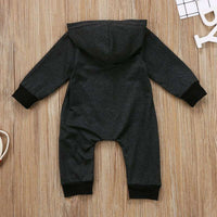 Little Gigglers World Pure Black Long-sleeved Hooded Romper