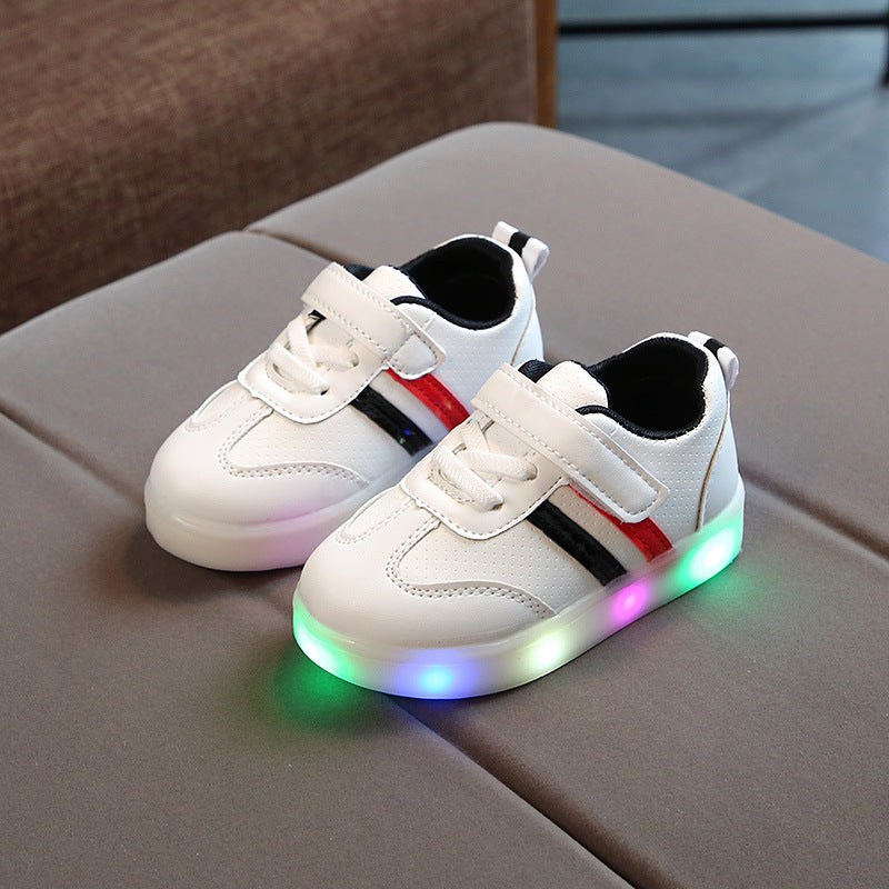 Little Gigglers World Kids Stylish White LED Sneakers