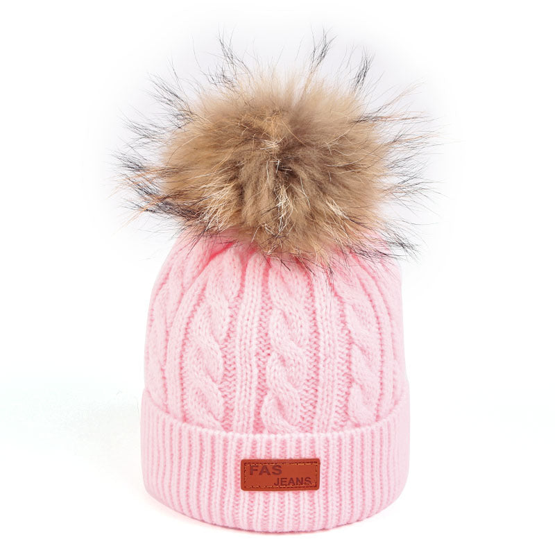 Cozy Kids Hat with Cute Furry Pom