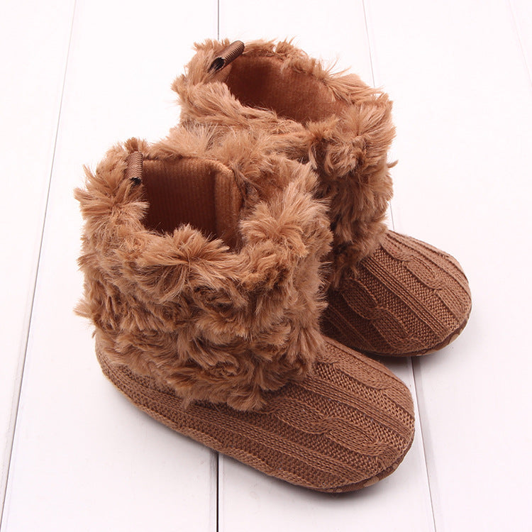 Little Gigglers World Baby Winter Fleece Fur Warm Knit Shoes