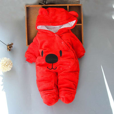 Little Gigglers World Winter Coral Bear fleece Baby Romper