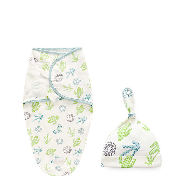 Little Gigglers World Newborn Swaddle Wrap Cotton Hat Combo