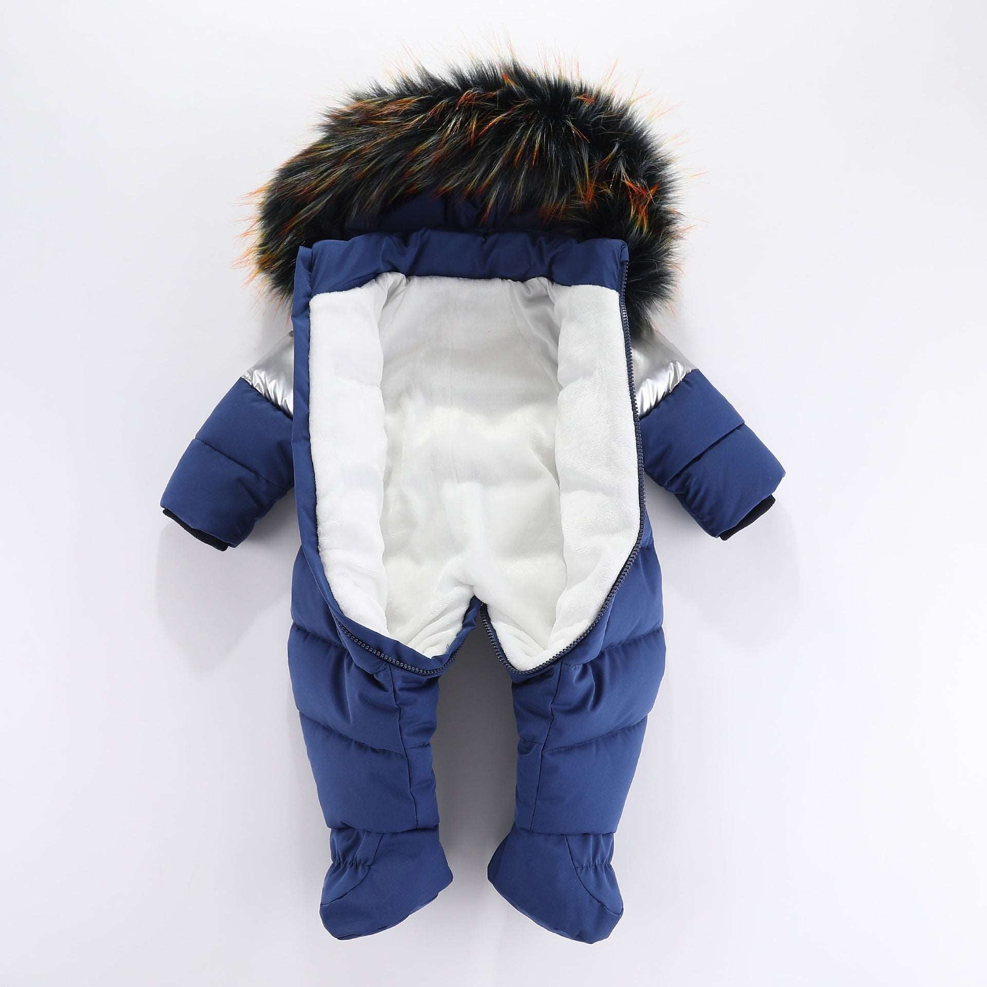 Little Gigglers World Winter Fur Collar Warm Infant Rompers Hoodies