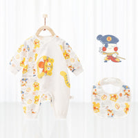 Little Gigglers World Baby Cotton Romper with mouth towel