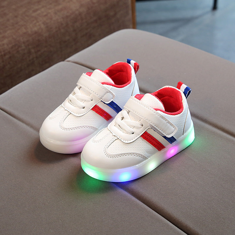 Little Gigglers World Kids Stylish White LED Sneakers