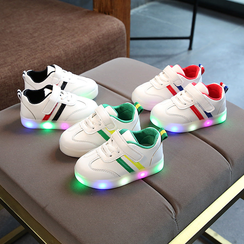 Little Gigglers World Kids Stylish White LED Sneakers