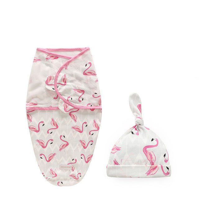 Little Gigglers World Newborn Swaddle Wrap Cotton Hat Combo