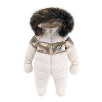 Little Gigglers World Winter Fur Collar Warm Infant Rompers Hoodies