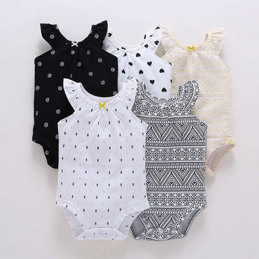 Little Gigglers World 5 pcs Summer Short-Sleeved Girls Bodysuit Set