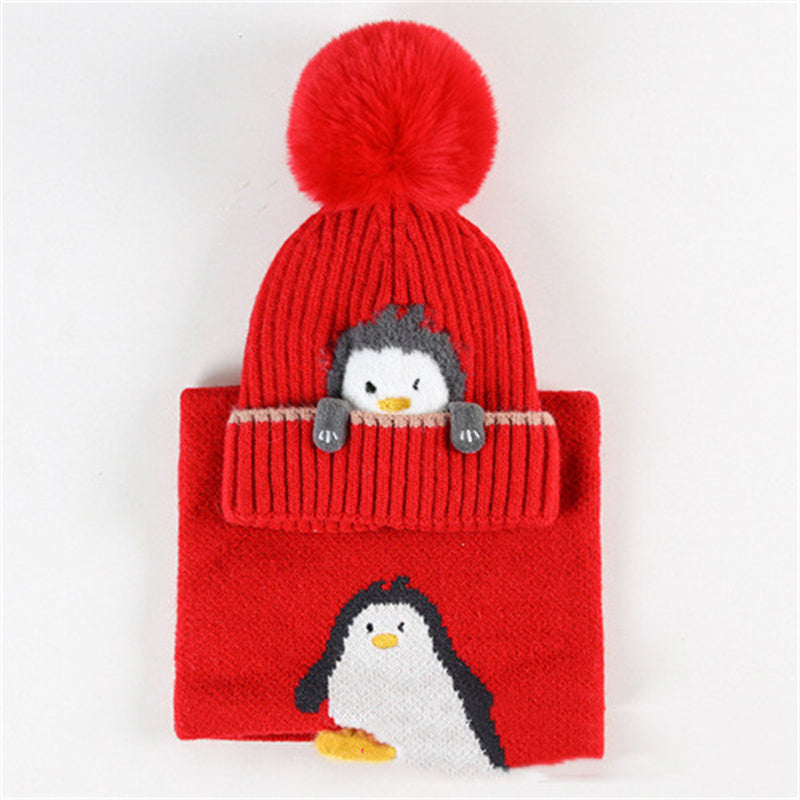 Little Gigglers World Kids Winter Penguin Hat Scarf Set