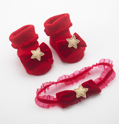 Little Gigglers World Baby Headband Socks Gift Set