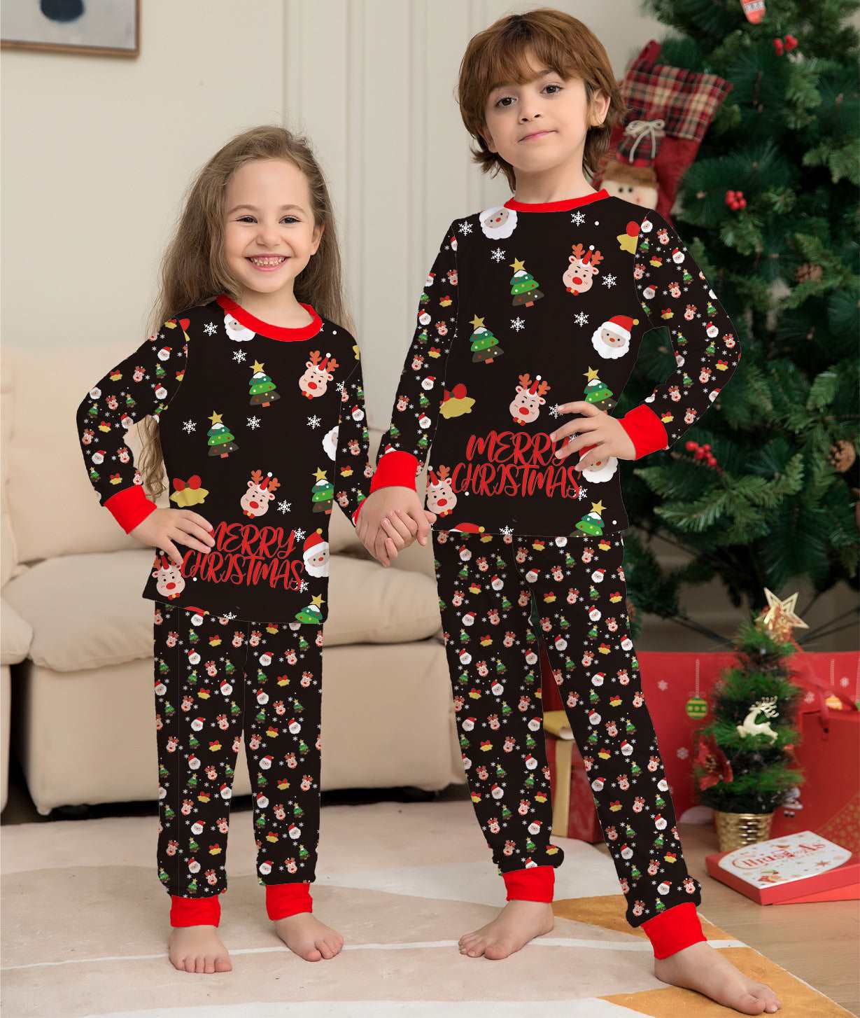 Little Gigglers World Family Christmas Matching Pajamas Set