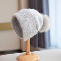 Little Gigglers World Kids Stylish Fox Fur Knitted Hat