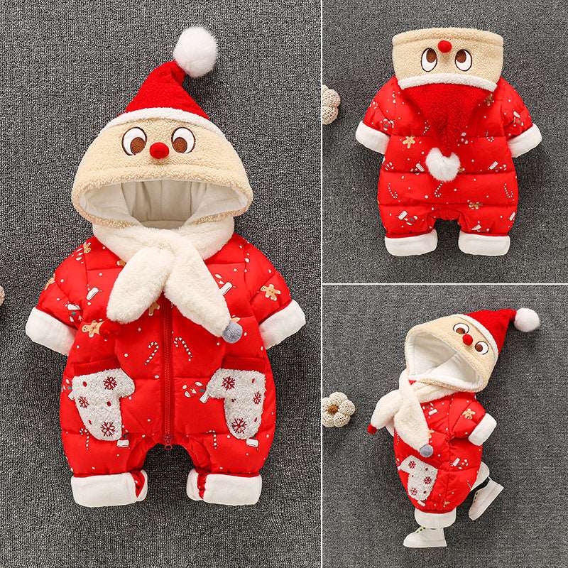 Little Gigglers World Baby Festive Winter Warm Thick Romper