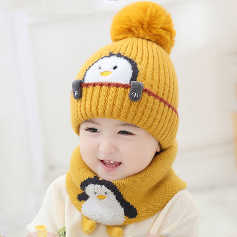 Little Gigglers World Kids Winter Penguin Hat Scarf Set